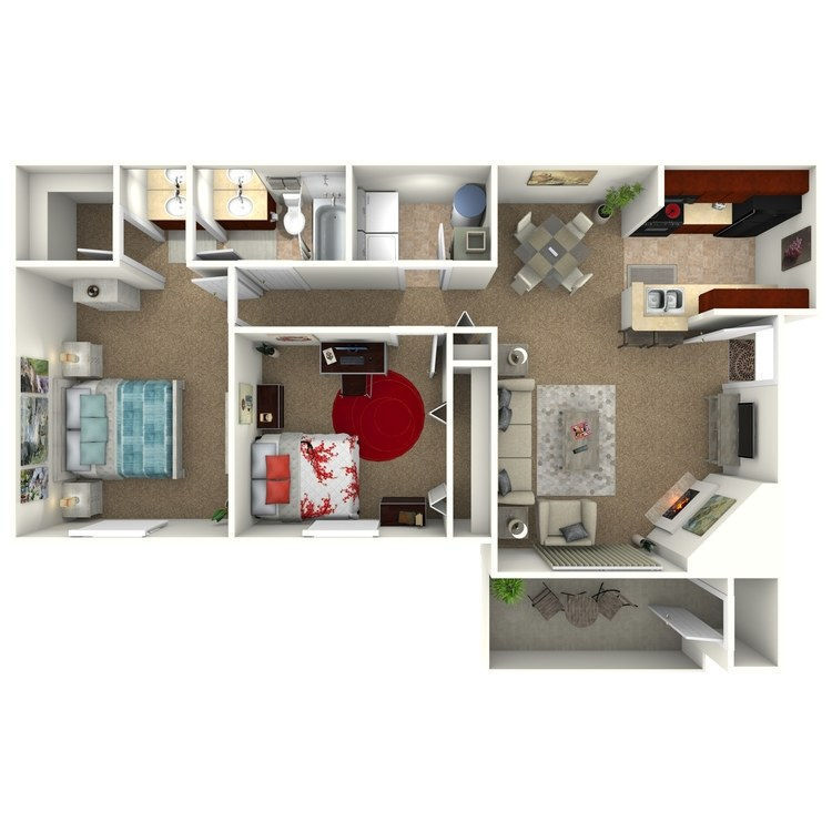 Floor Plan - The Harbor - 2 Bedroom 1 Bath