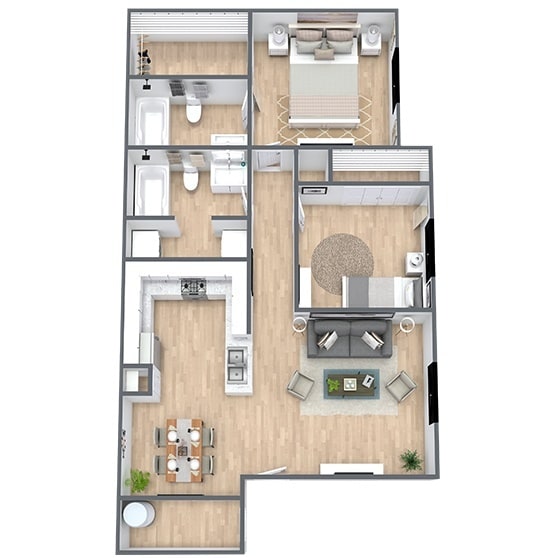 Floor Plan - Mystic Forest (2 Bed, 2 Bath)