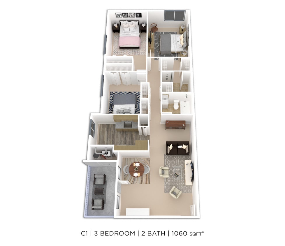 Floor Plan - Three Bedroom w/ Alcove/Den