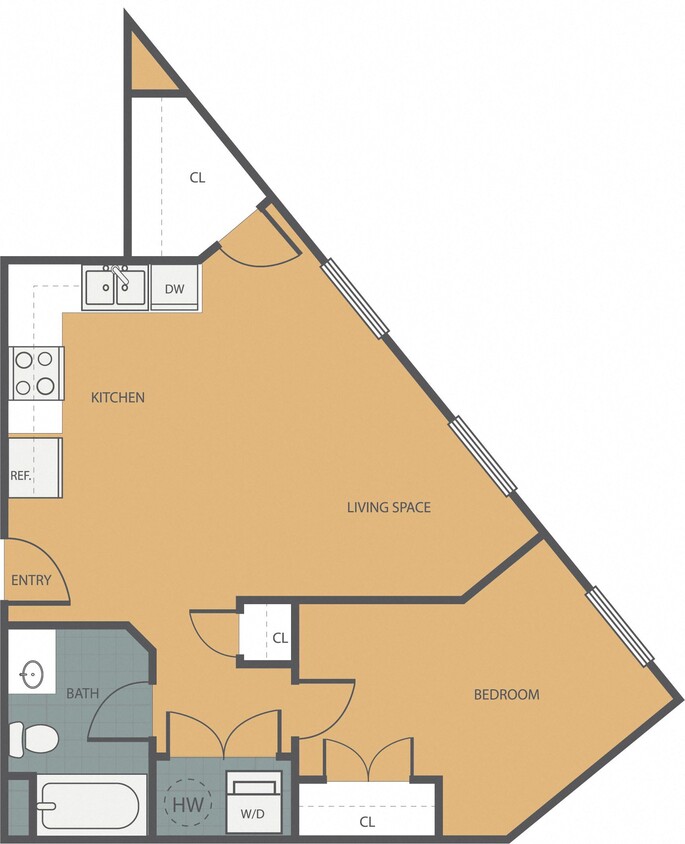 Floor Plan - 1 Bedroom 1 Bath 128