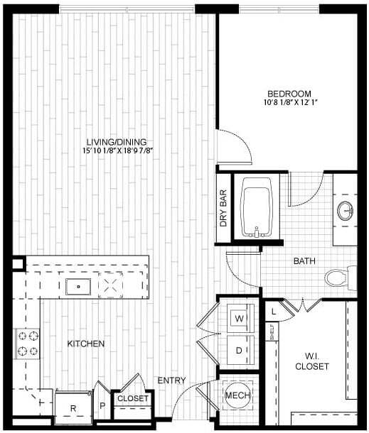 Floor Plan - 1 Bed/1 Bath-F_A05