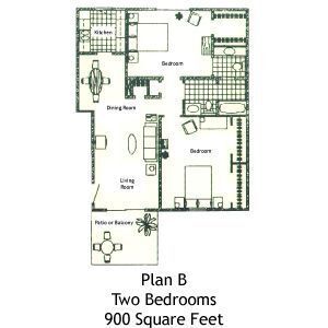 Floor Plan - 2 Bed 1.5 Bath (B)
