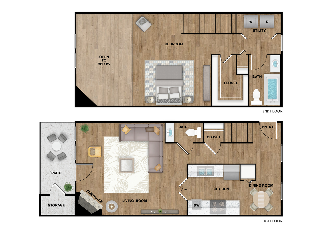 T2_1036 - 1 Bed, 1 Bath B Townhome Upgraded