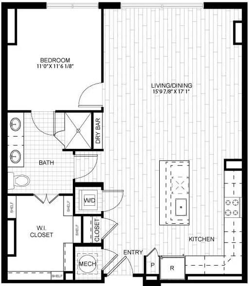 Floor Plan - 1 Bed/1 Bath-T_A04