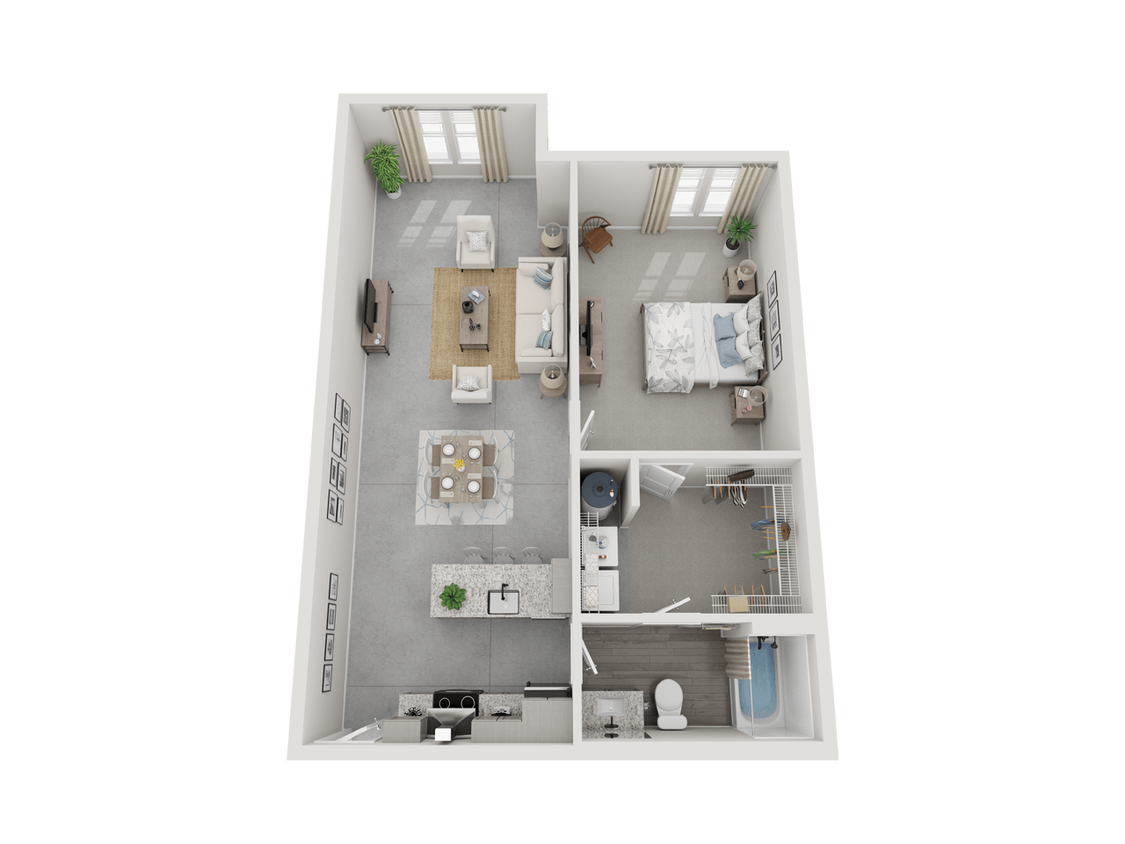 Floor Plan - 1 Bed 1 Bath 846 sqft