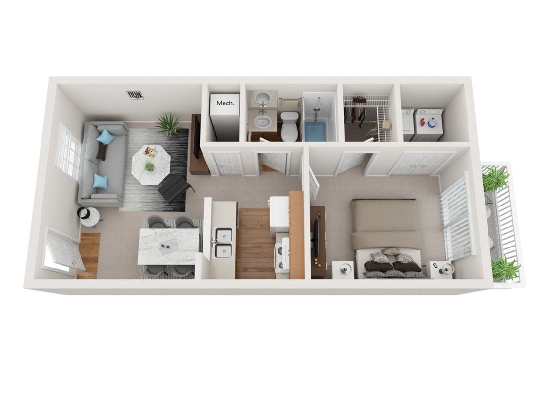 Floor Plan - 1BR/1BA-S