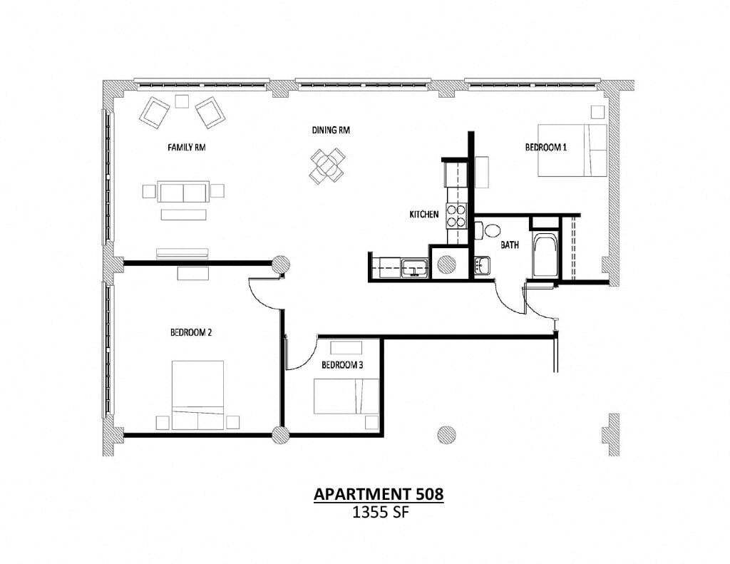 Floor Plan - 3 Bedroom 1 Bathroom