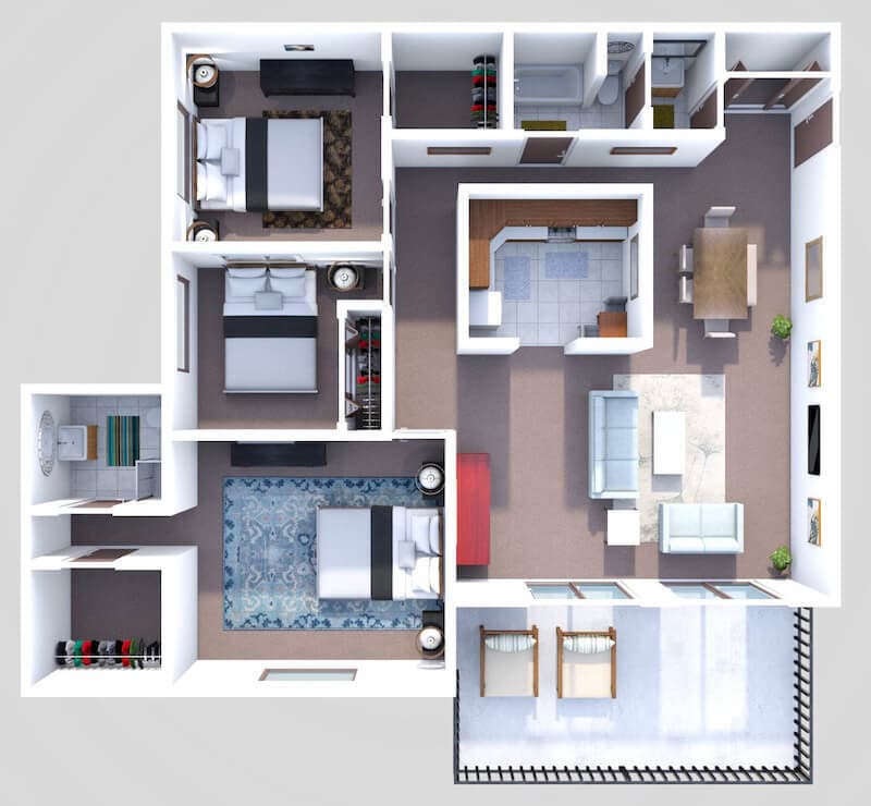 Floor Plan - Bradbury  3 Bedroom 2 Bath