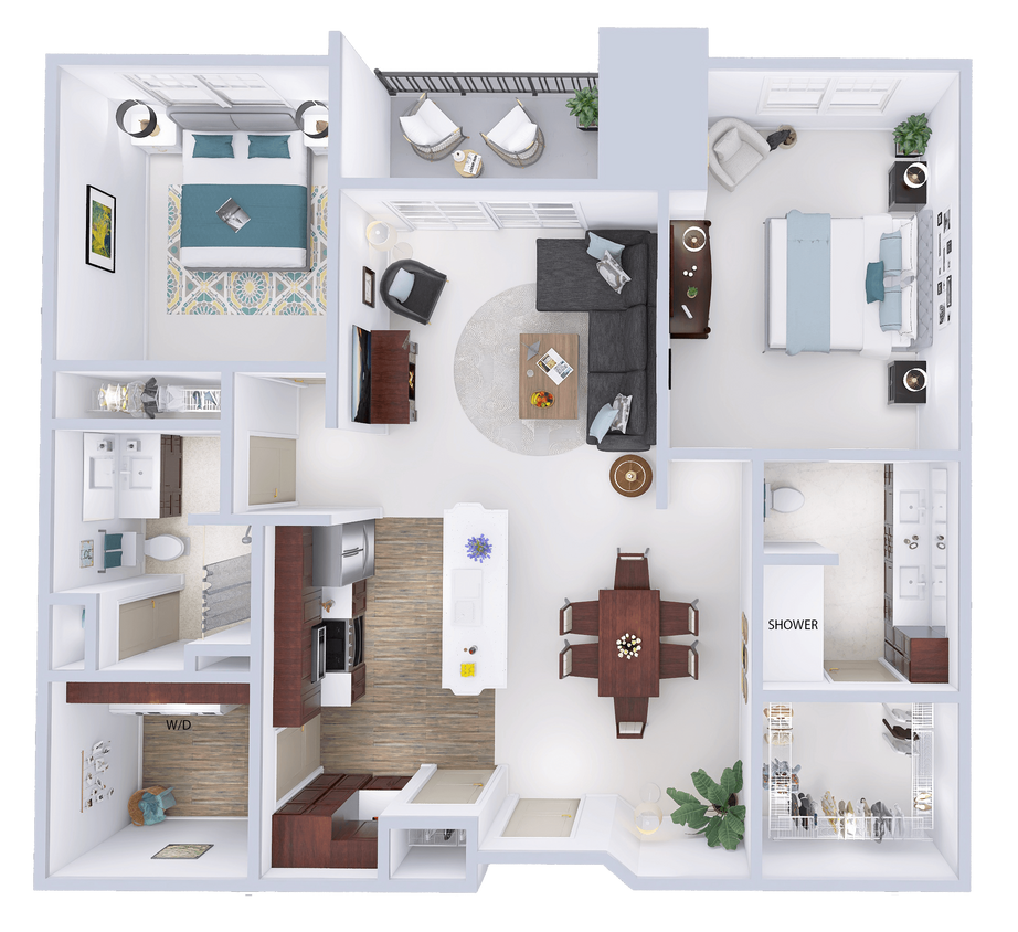 Floor Plan - CrossTown - C6 - 2 Bed - 2 Bath