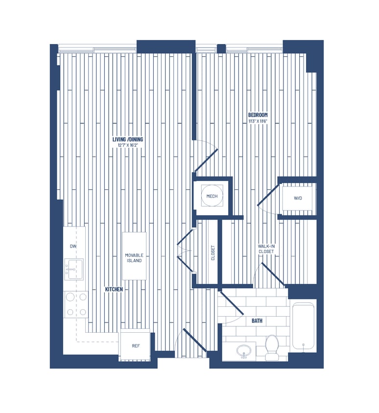 Floor Plan - 1 Bed/1 Bath-H1A