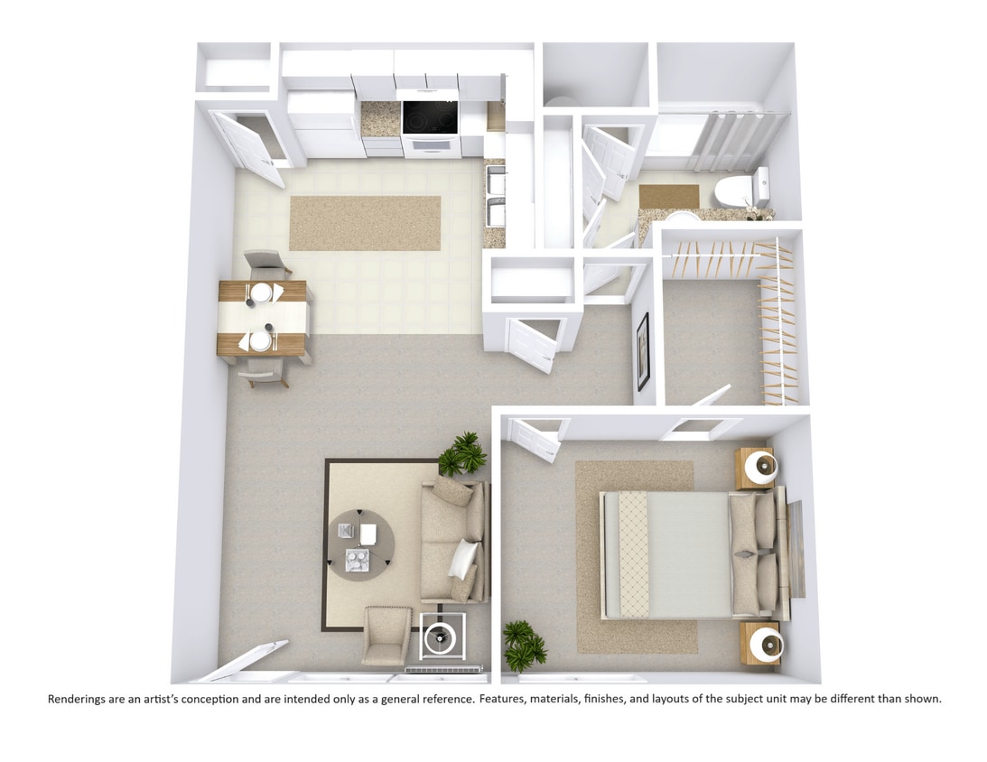 Floor Plan - 1 Bed  |  1 Bath | 552 sq ft