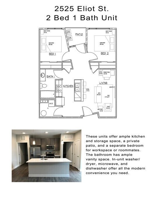 Floor Plan - 2 Bed 1 Bath - All Utilities Included