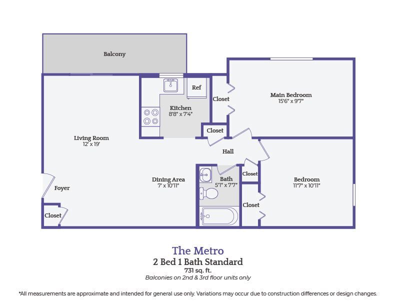 TheMetro_2Bed1Bath - The Metro - 2 bedroom - standard  