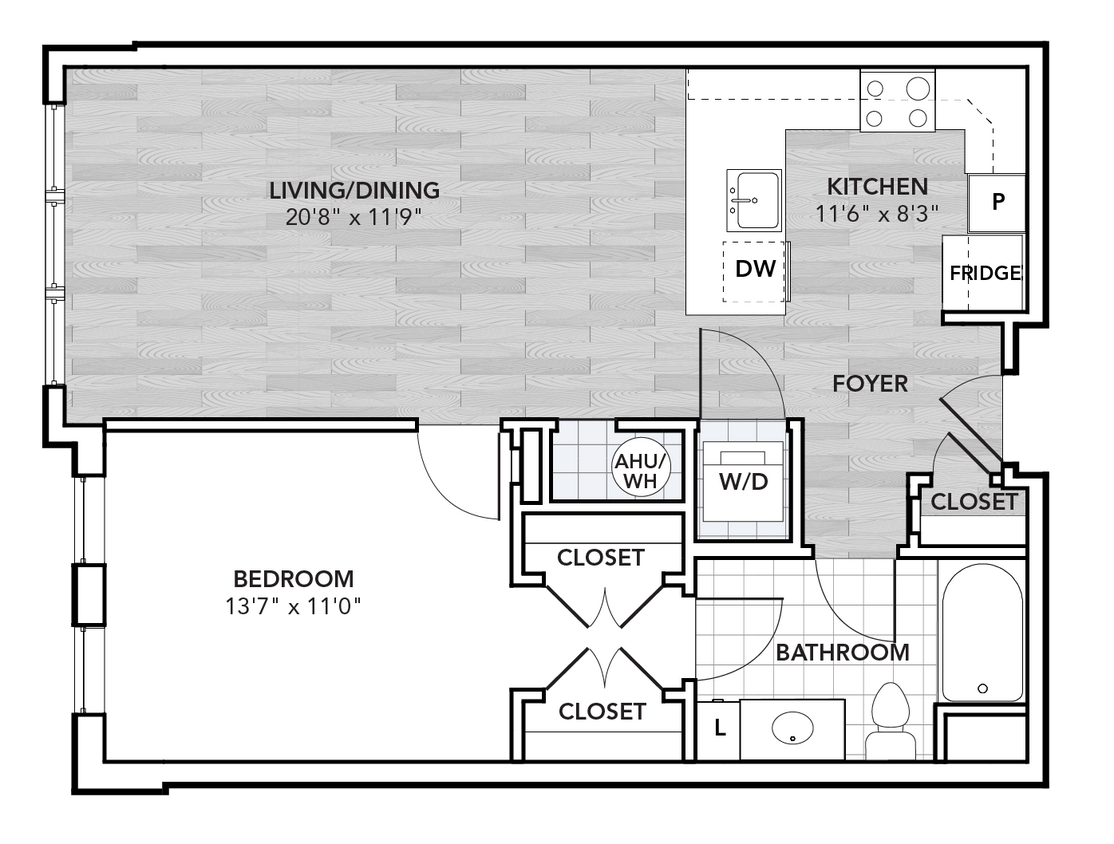 Floor Plan - 1 Bed 1 Bath