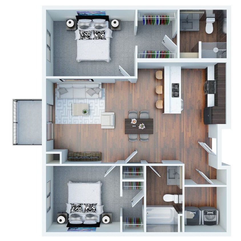 Floor Plan - 2 Bed 1 Bath Apartment