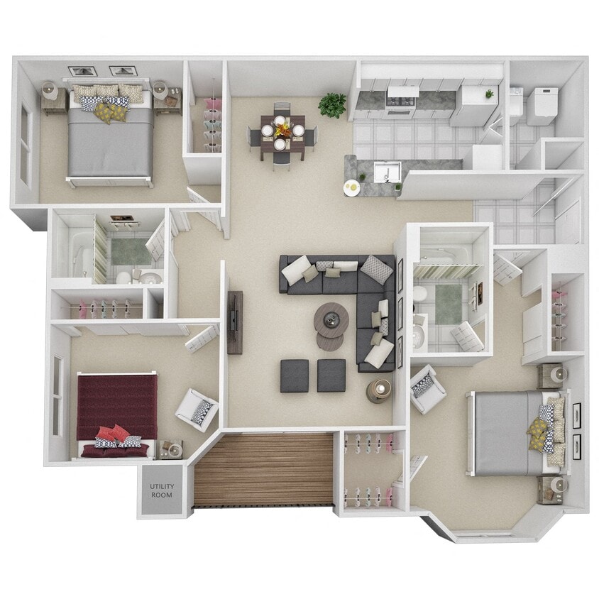 Floor Plan - 3 Bed 2 Bath - C1