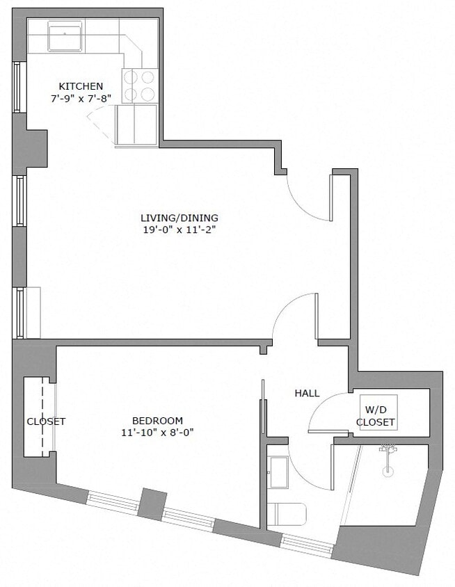 Floor Plan - 1 Bedroom 1 Bathroom
