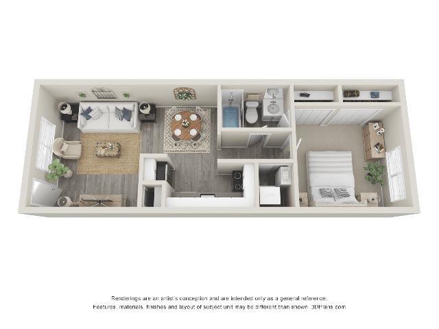 Floor Plan - 1 Bed 1 Bath - Renovated