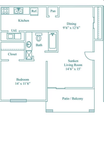 1Bedroom 1Bath - One Bedroom One Bath (826 SF)