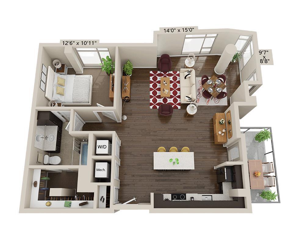 Floor Plan - One Bedroom A1Y