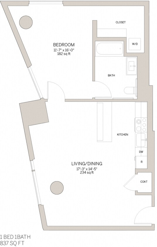 Floor Plan - One Bedroom - H