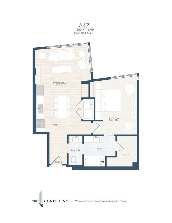 Floor Plan - A17 | Tower 1 Bedroom