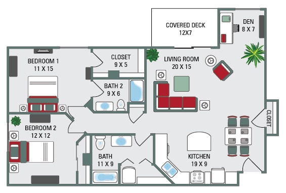 Floor Plan - The Willow - 1156 Sqft