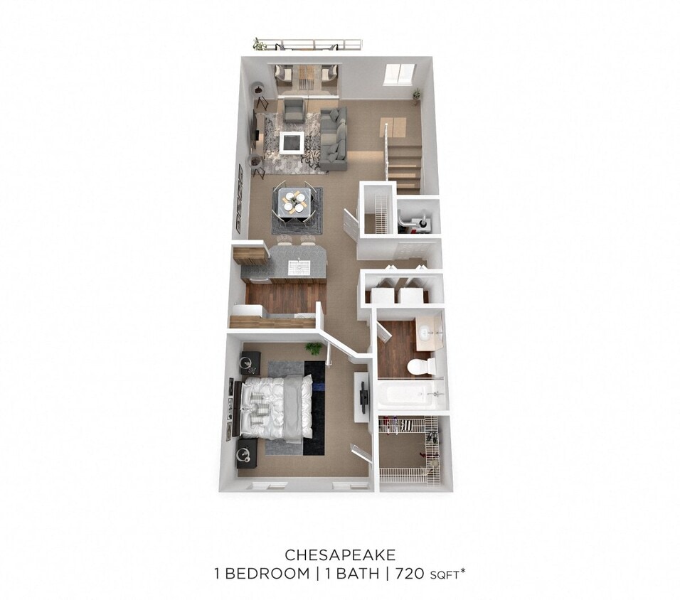 Floor Plan - One Bedroom - 720 sqft