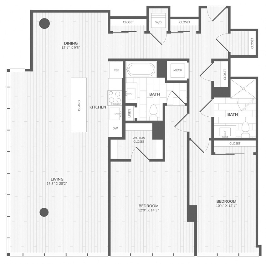 Floor Plan - 2 Bed/2 Bath-F East Medley
