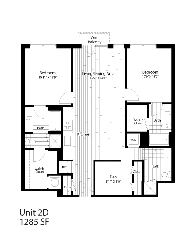 Floor Plan - 2 Bed/3 Bath Den-2D