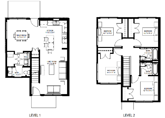 Floor Plan - Four Bedroom Townhome