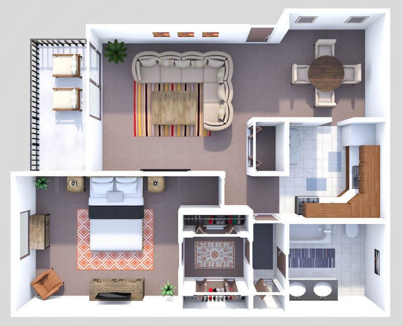 Floor Plan - Moriarty  1 Bedroom 1 Bath
