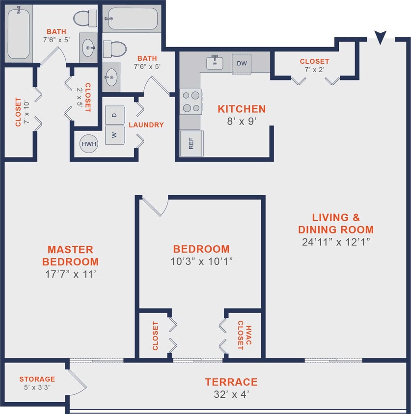 Floor Plan - The Marquis | 2 Bed | 2 Bath