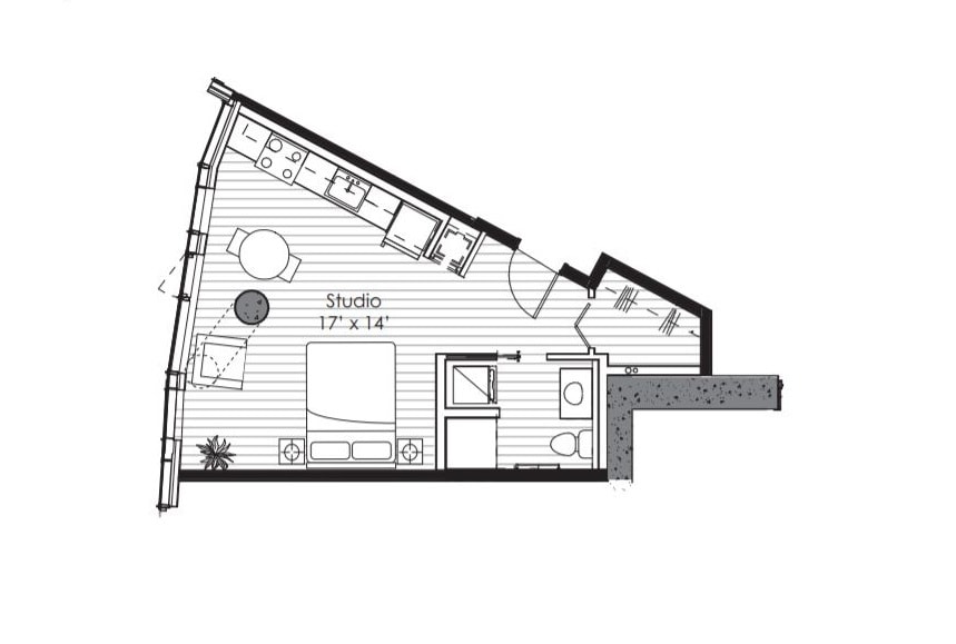 Floorplan X16; Levels 6 - 12, 15 - 17 - Studio I