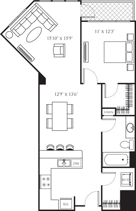 Floor Plan - One Bedroom S (1A)