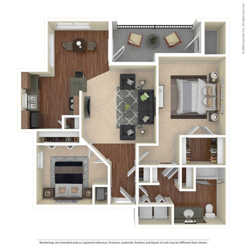 Floor Plan - 2 Bed 1 Bath 1062 SqFt (942 Net)