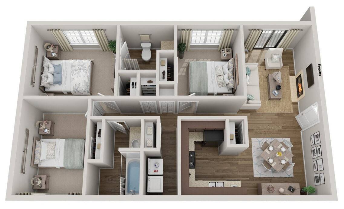 Floor Plan - 3BR 2BTH