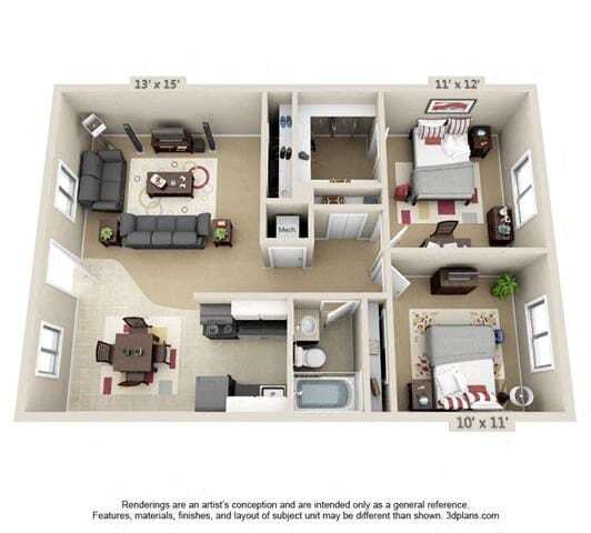 Floor Plan - 2 Bedroom 1 Bath