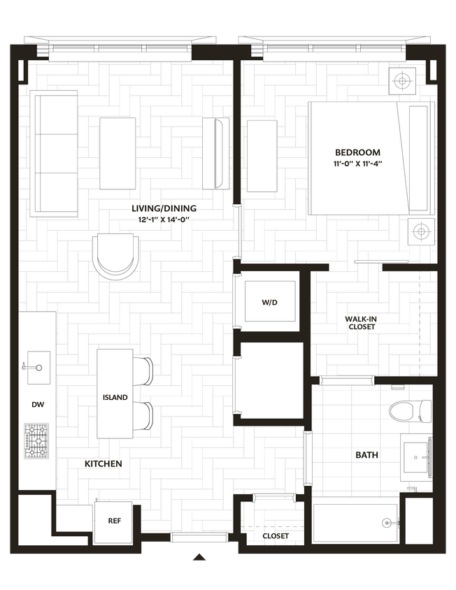 Floor Plan - 1 Bed/1 Bath-A12