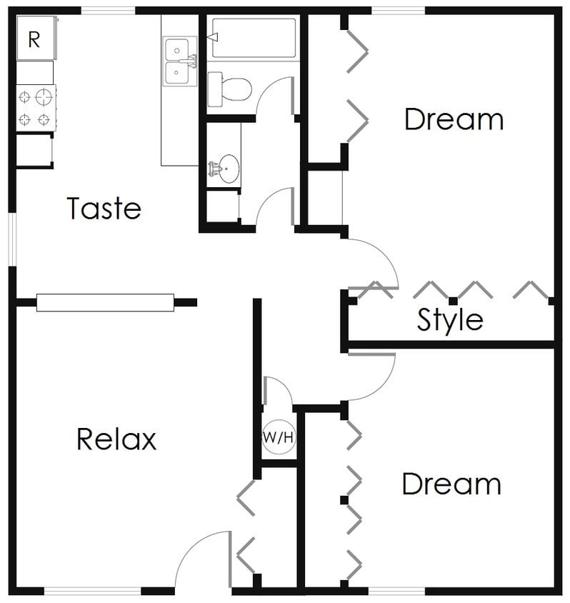 B1 - 2 Bedroom 1 Bathroom (B1)