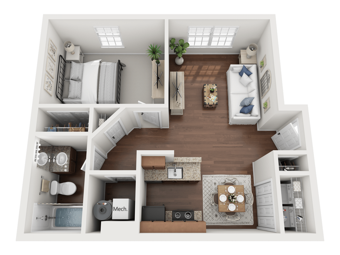 Floor Plan - One Bedroom, One Bath A