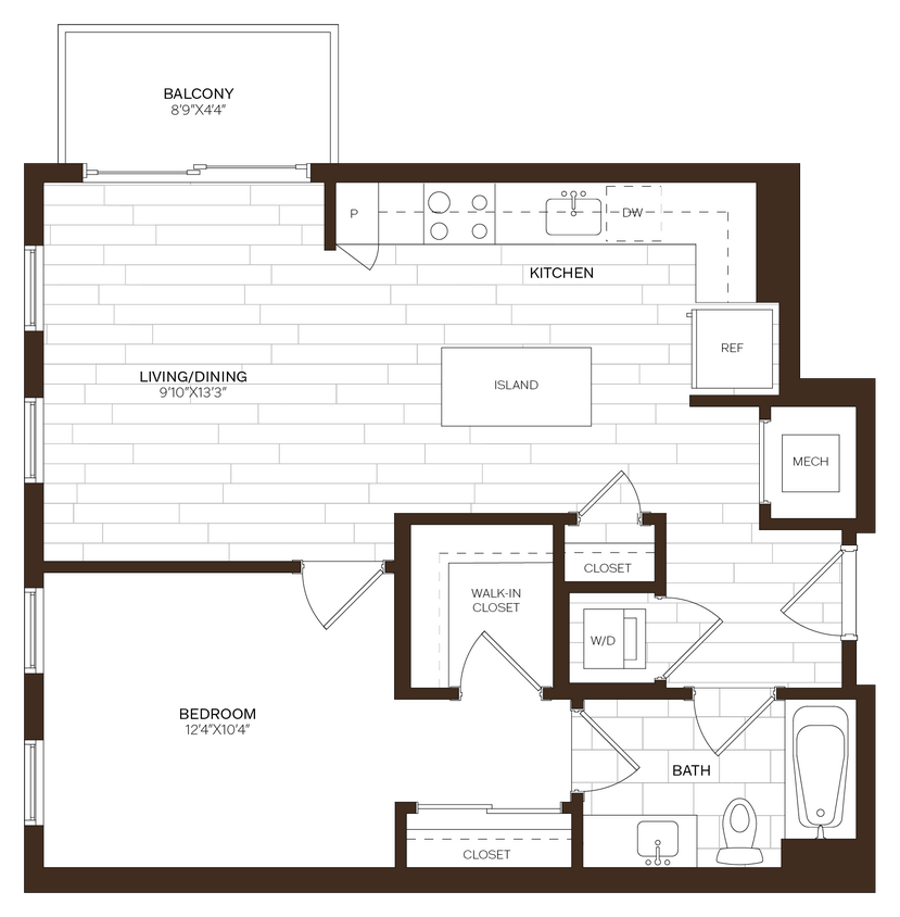 Floor Plan - 1 Bed/1 Bath-A7