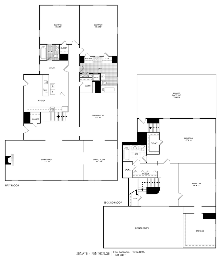 Floor Plan - Senate 4 Bedroom 3 Bath