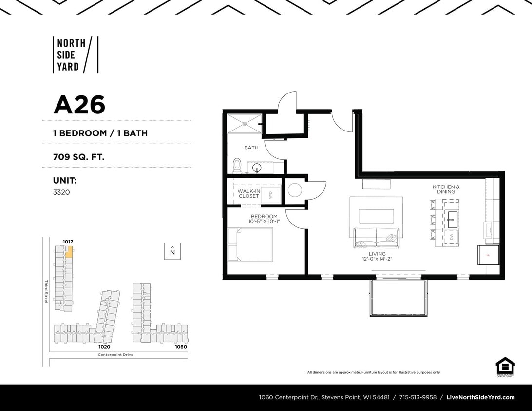 Floor Plan - A26 - 1 Bed / 1 Bath 