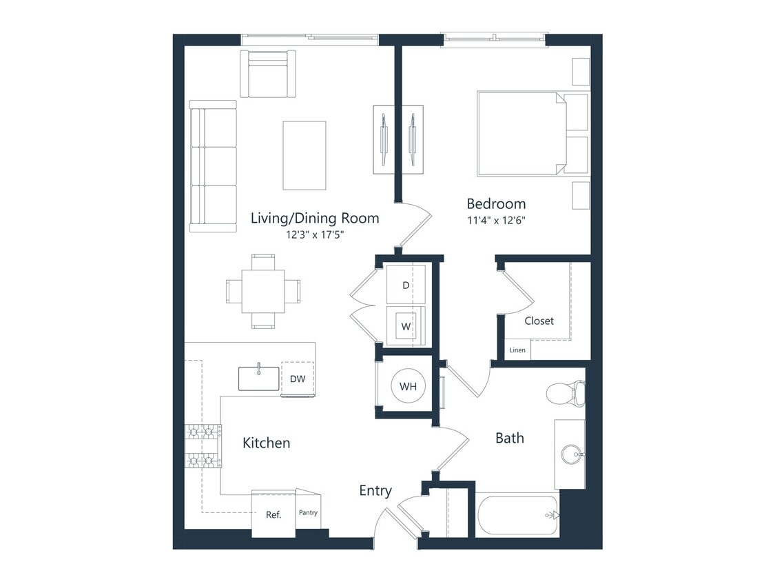 Floor Plan - A1M1 | 1 Bed | 1 Bath