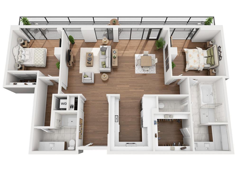 Floor Plan - Two Bedroom Penthouse B2B-PH