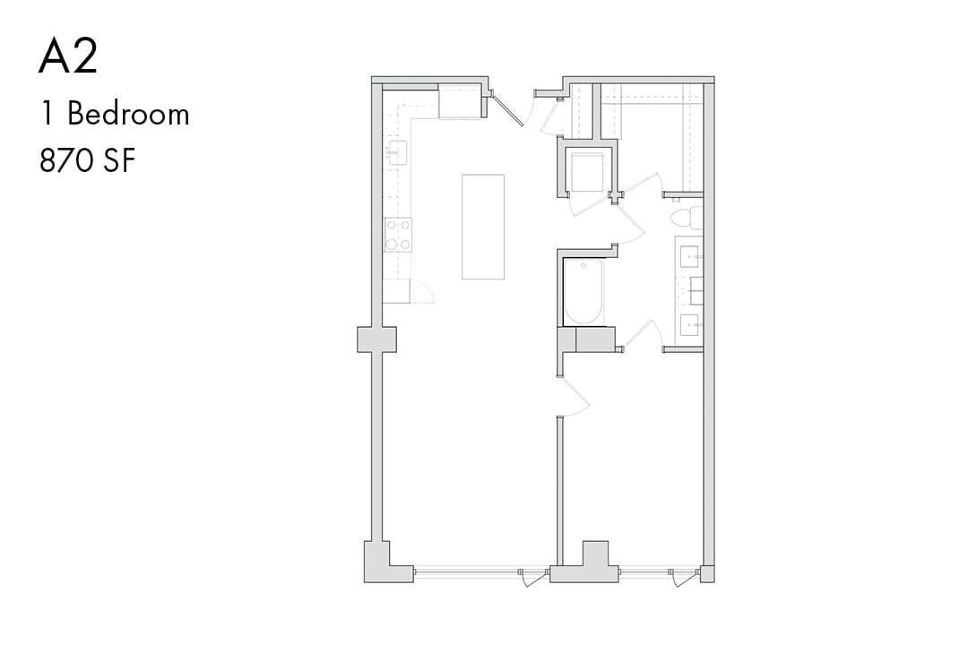 Floor Plan - A2 1 Bedroom