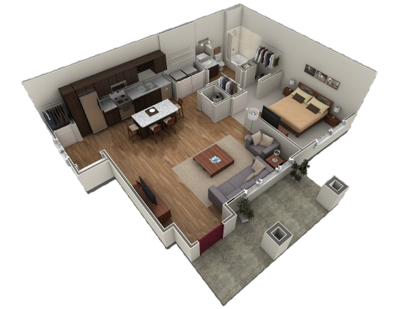 Floor Plan - 1 BR Grand Courtyard