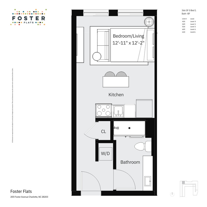 Floor Plan - 0 Bed 1 Bath - A Furnished