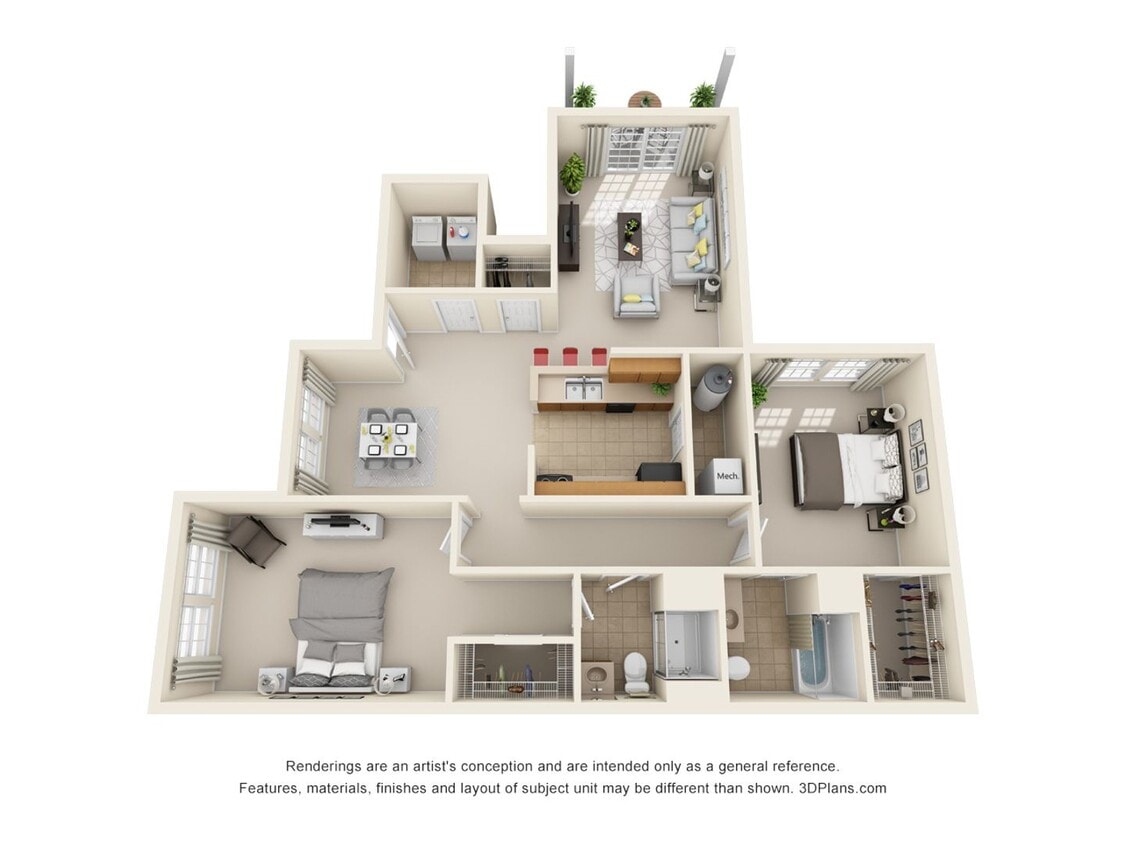 Floor Plan - 2 Bedrooms 2 Baths - 1183